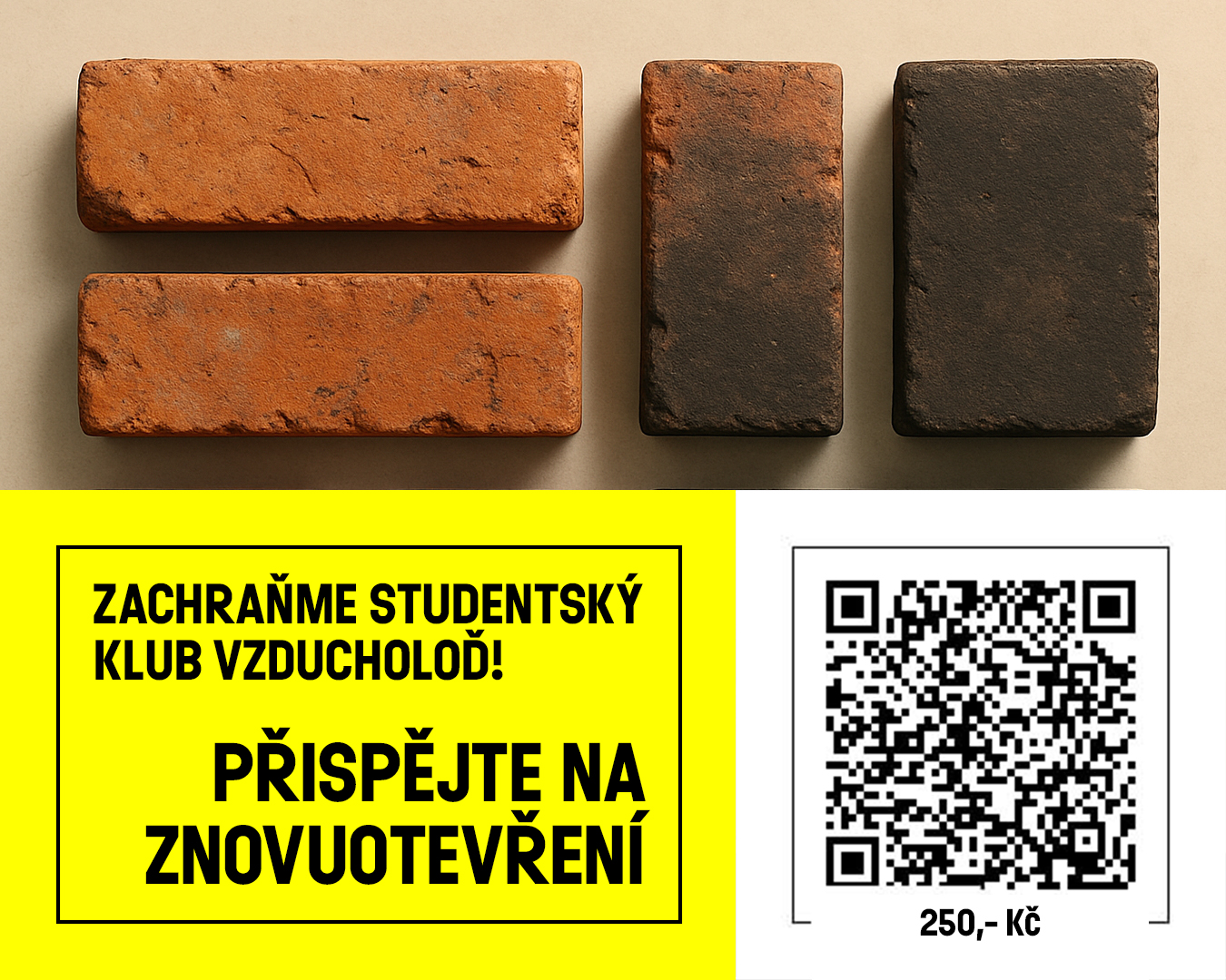 250,- Kč qr kod s obrazkem cihel